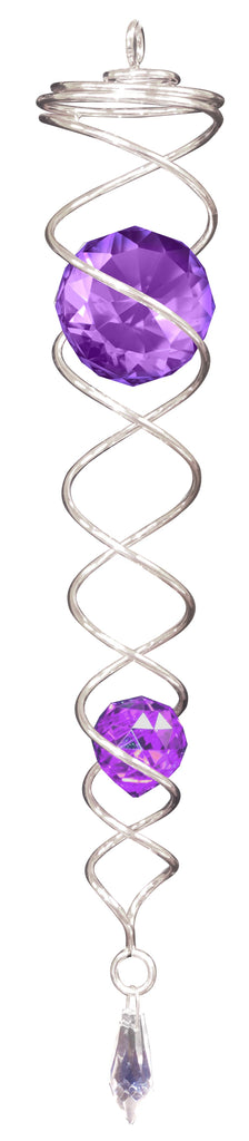 Silver / Purple - Crystal Twister Wind Spinner