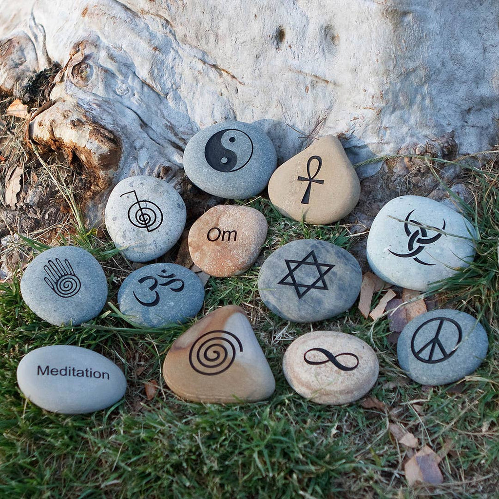 Miracle Stones - Beach Pebbles engraved with NewAge Smbls 3