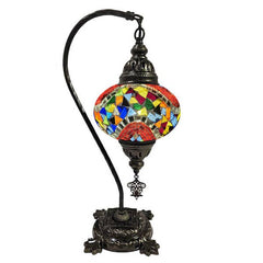 Hanging Mosaic Desk Lamp - Multi color wave glass mosaic
