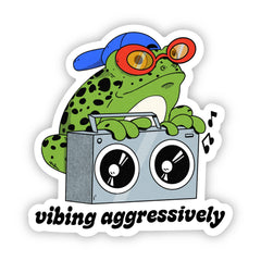 Vibing Aggressively Frog Sticker
