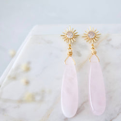 Rose Quartz Star Earrings 