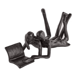 Brown Iron Abstract Couple Reading Book Together Sculpture
