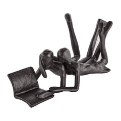 Brown Iron Abstract Couple Reading Book Together Sculpture