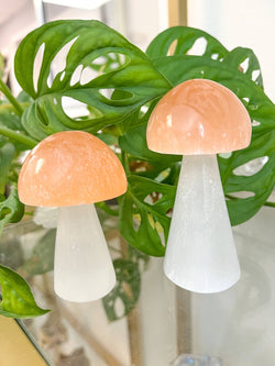 Peach Selenite Crystal Mushroom Decor Mother's Day Gift: 4