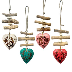 Wooden Single Heart - Red