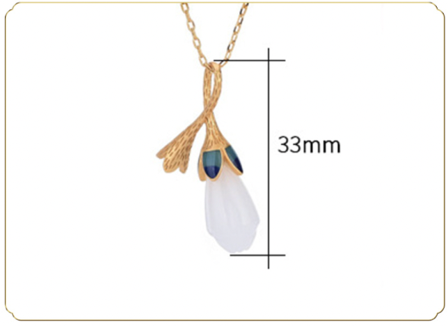 Jade Magnolia Flower Necklace