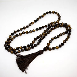 Tiger's Eye Knotted 108 Bead Mala - Prayer Beads - 8mm