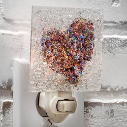 Heart Night Light Fused Glass Multi Colored Chips NTL 187