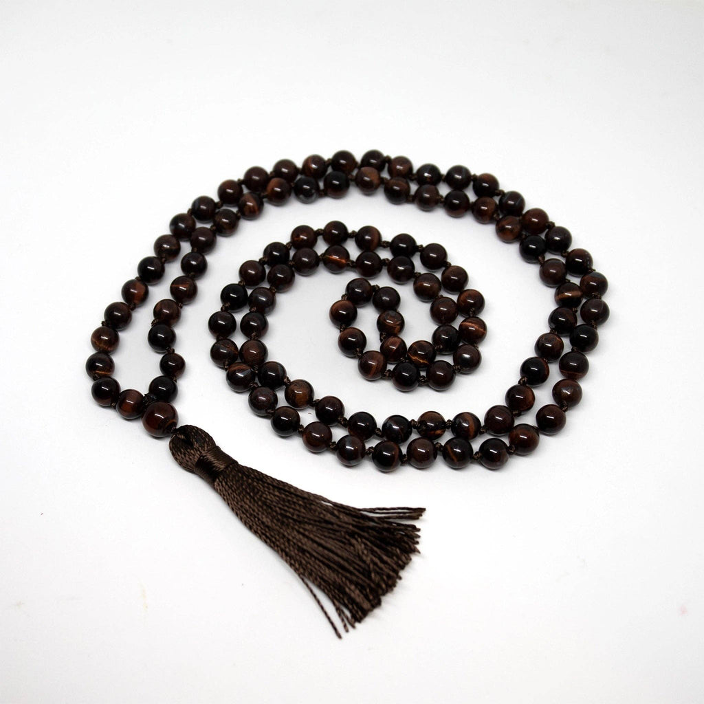 Red Tiger's Eye Knotted 108 Bead Mala - Prayer Beads - 8mm