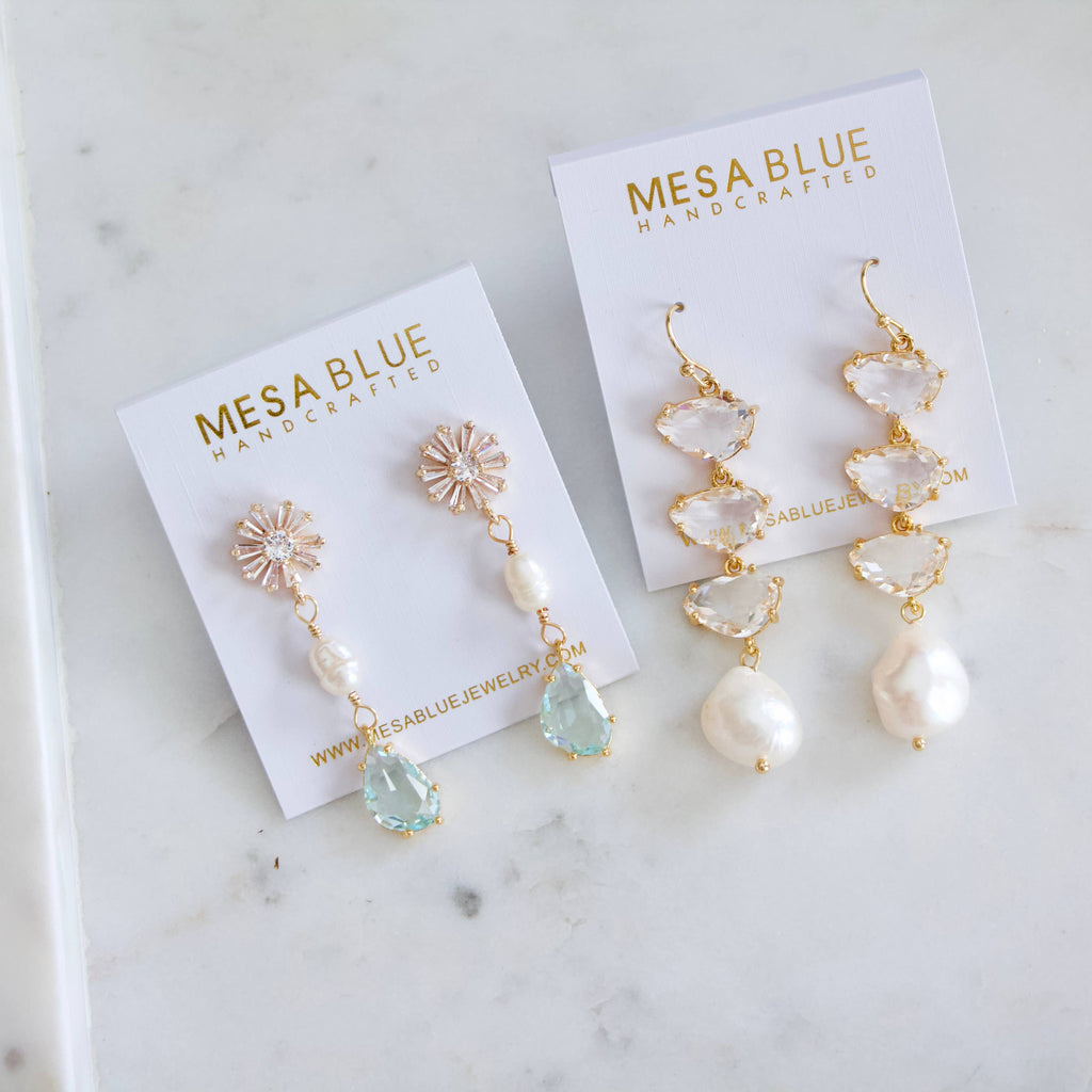 Aquamarine Pearl Earrings