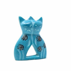 Soapstone Twin Cats: Dark Blue