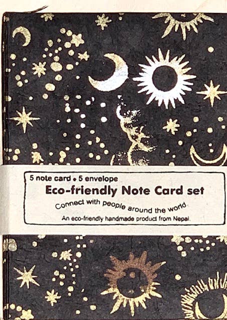 Stat A2 Sun Moon Star, black, 5 card + 5 enve