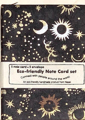 Stat A2 Sun Moon Star, black, 5 card + 5 enve