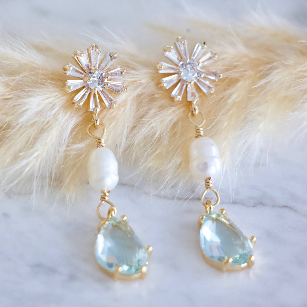 Aquamarine Pearl Earrings
