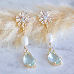 Aquamarine Pearl Earrings