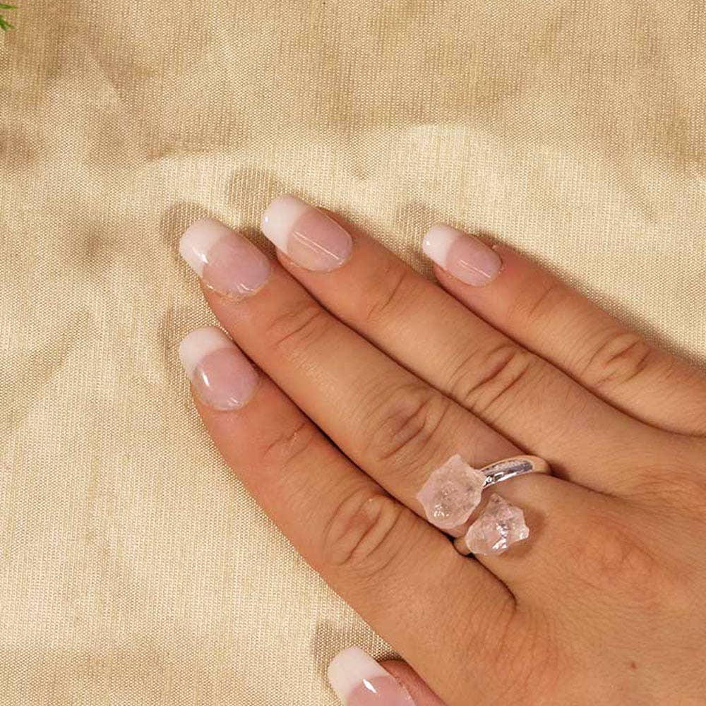 Rose Quartz Ring (Adjustable) | Rose Quartz Silver Plated