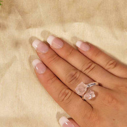 Rose Quartz Ring (Adjustable) | Rose Quartz Silver Plated