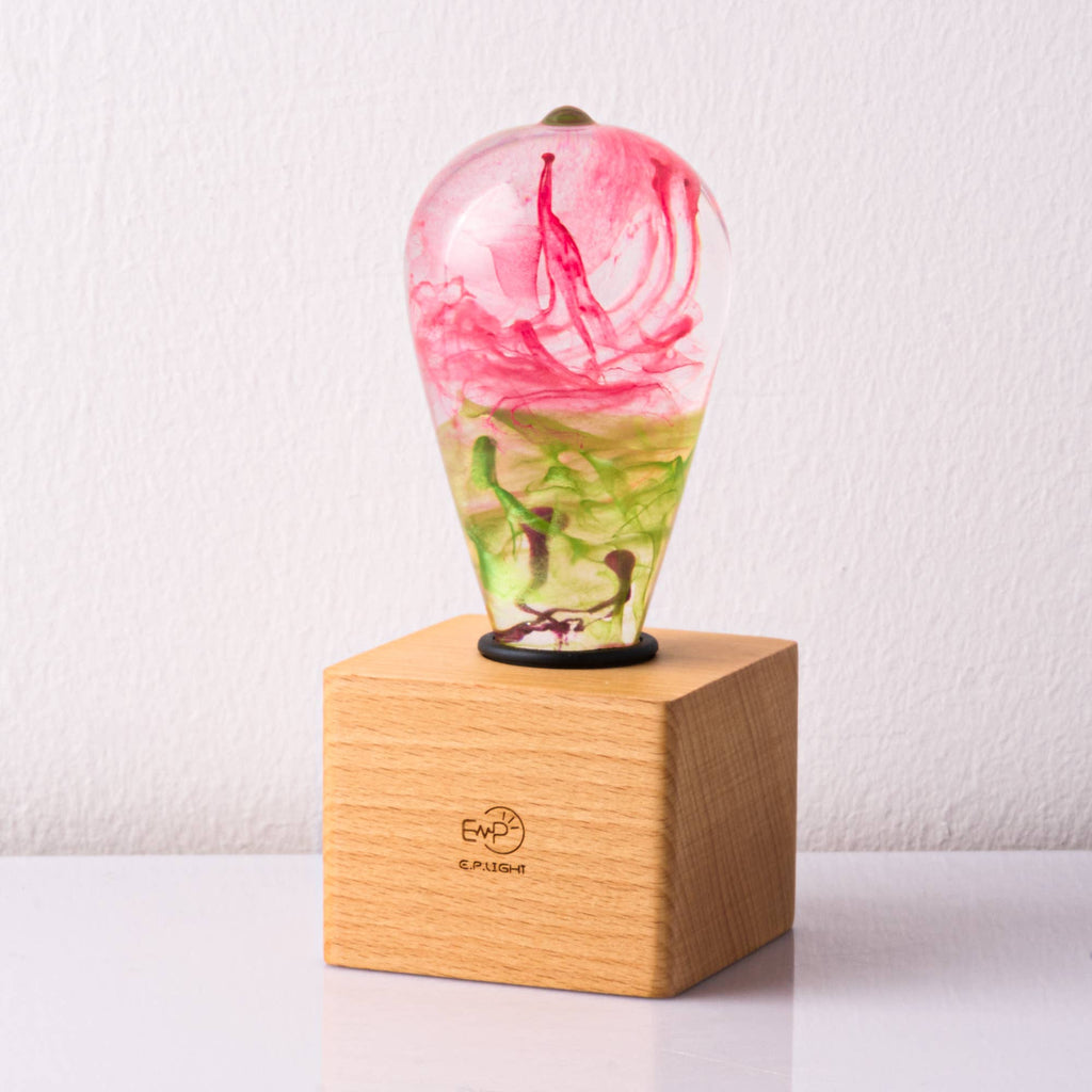 EP LIGHT Handmade Coral Light Bulb Spring Style: Wooden Base Only