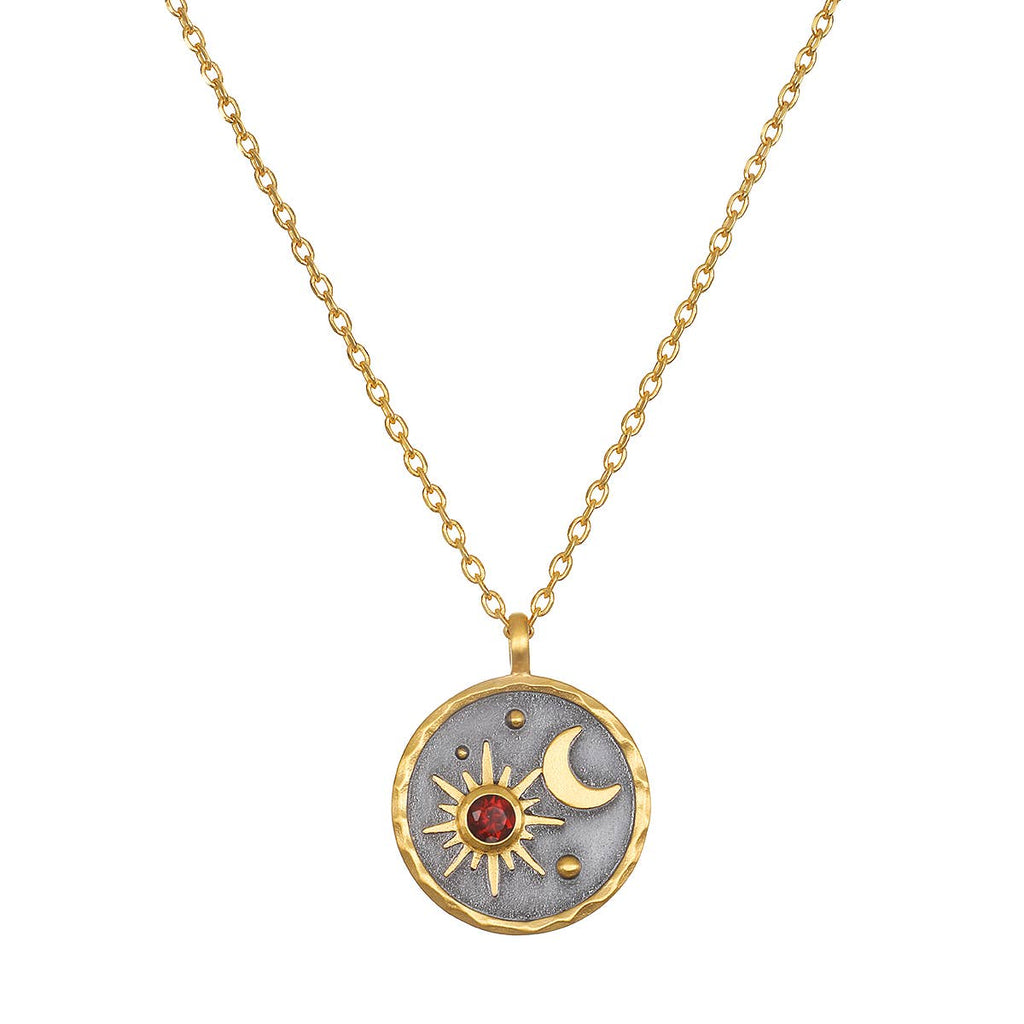 Red Garnet Sun Moon ~ January Birthstone
