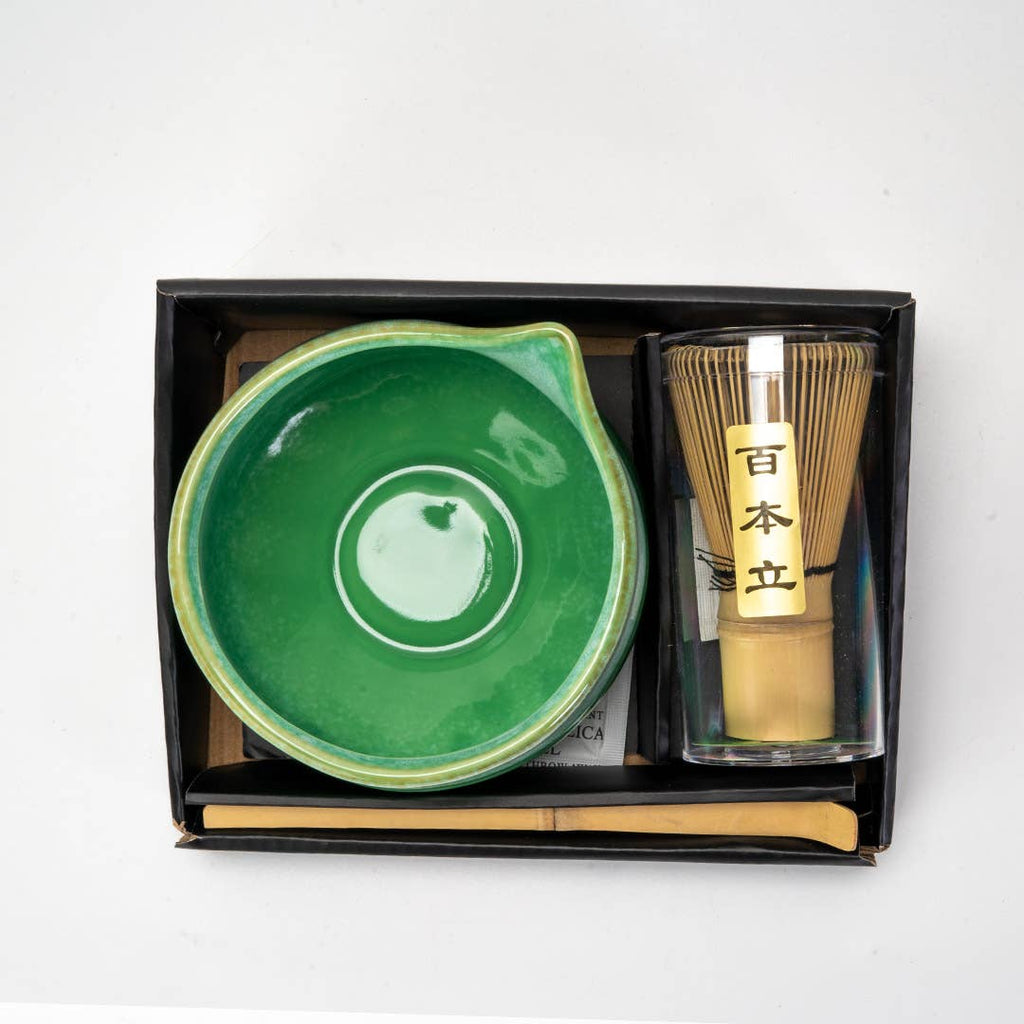 Matcha Set 20oz Porcelain Latte Bowl with Whisk and Scoop Green (1/16)