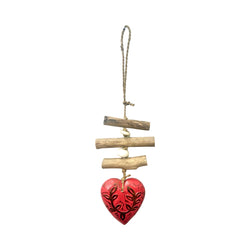 Wooden Single Heart - Red