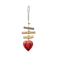 Wooden Single Heart - Red