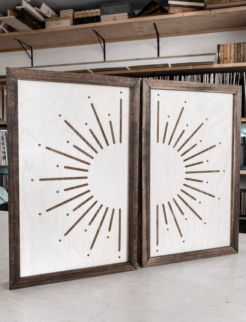 Two Piece Sunburst Artwork Set: Dark Walnut ( Shown )