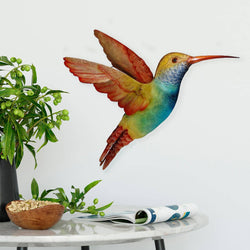 Hummingbird Wall Decor Large Rainbow, w/ Capiz, Outdoor Safe