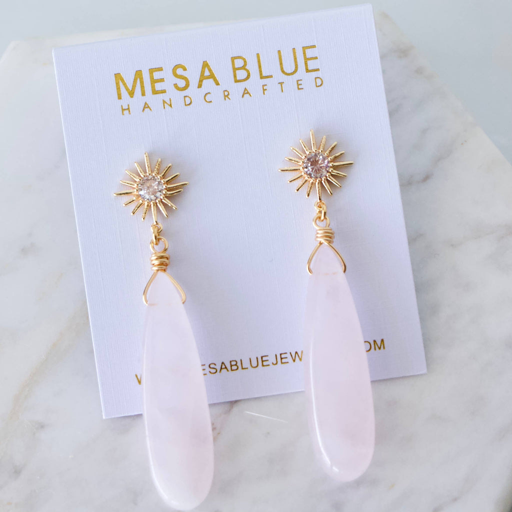 Rose Quartz Star Earrings 
