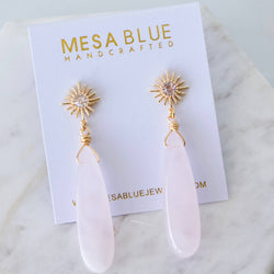 Rose Quartz Star Earrings 