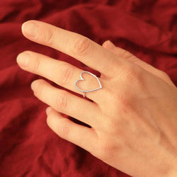 Sterling Silver Large Wire Heart Ring: 6