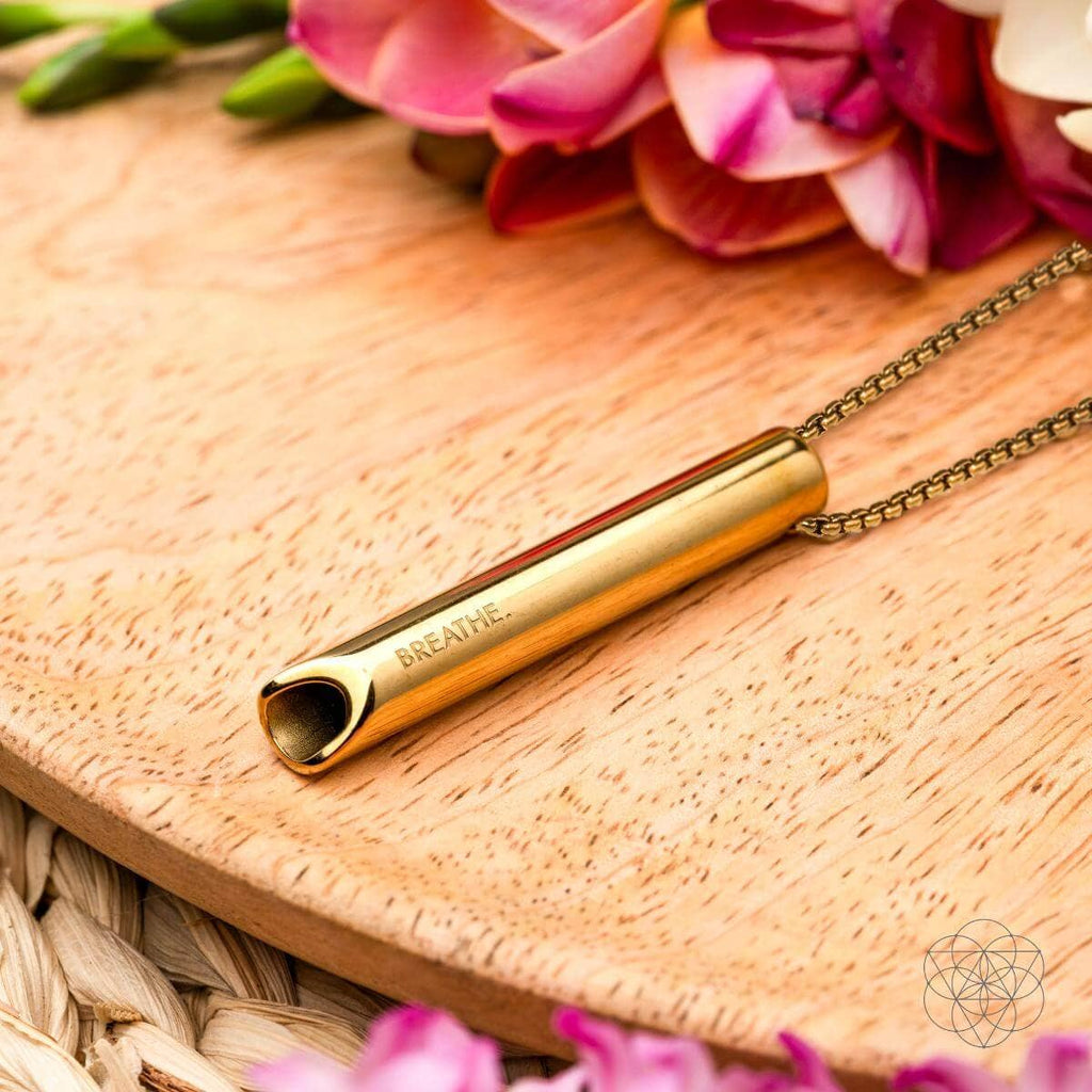 BREATHE. and Cycle Breaker - Mindfulness Breathing Necklaces: Golden BREATHE.