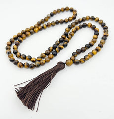 Tiger's Eye Zen Unknotted 108 Bead Mala - Prayer Beads - 8mm