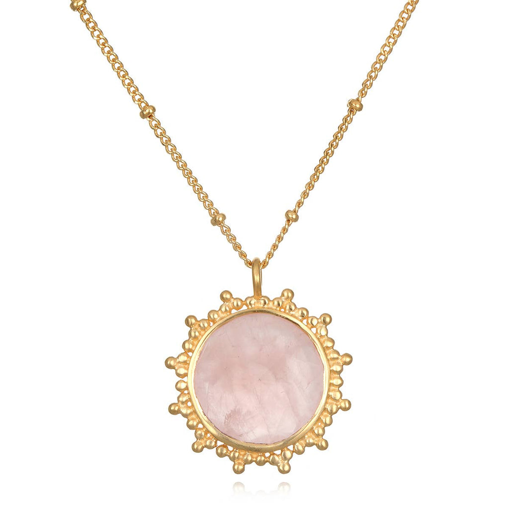 Love Rose Quartz Gold Necklace 18