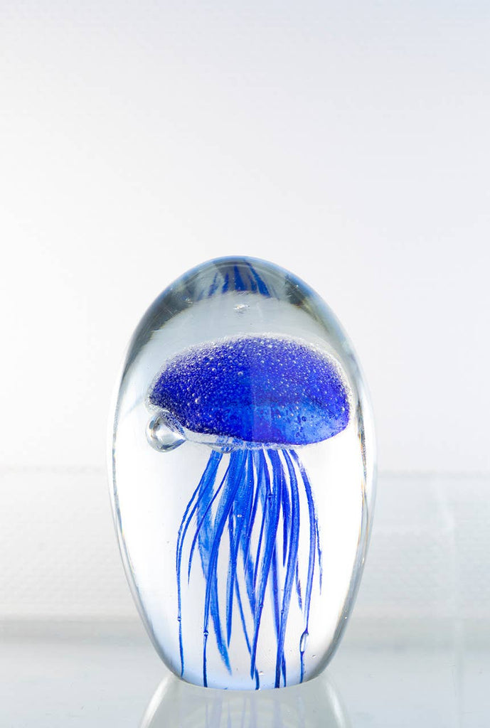 Glass Jellyfish 4 1/4”Navy Blue