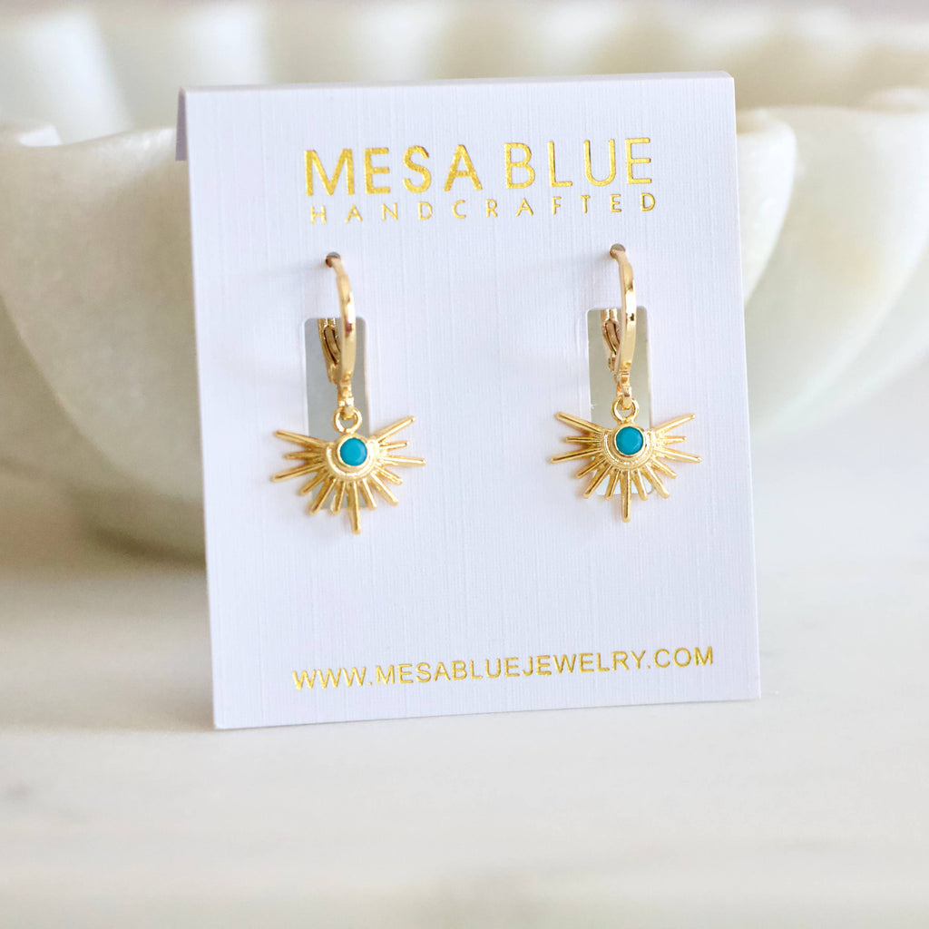 Turquoise Starburst Huggie Earrings  