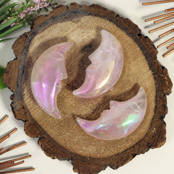 Angel Aura Rose Quartz Moon Face - Angel Aura Rose Quartz