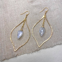 Moonstone Petal Drop Earrings