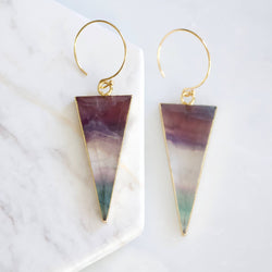 Fluorite Triangle Hoop Earrings