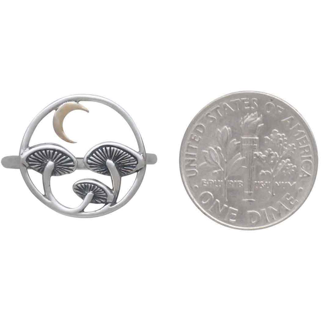 Sterling Silver Mushroom Ring with Bronze Moon: 10