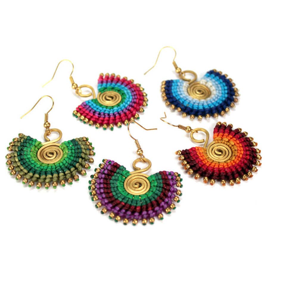 Macrame Sunbeam Earrings: Orange