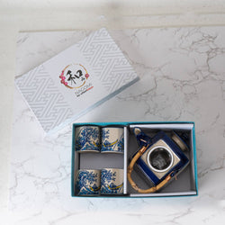 Great Wave Tea Set 20oz Tea Pot with 4 Hexagon Cups (4/8)