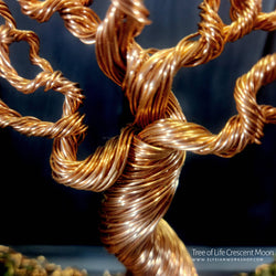 Tree of Life Crescent Moon Copper Wire on Ohko Stone