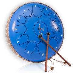 13-Note Steel Tongue Rain Drum Meditation Instrument: Blue - 12