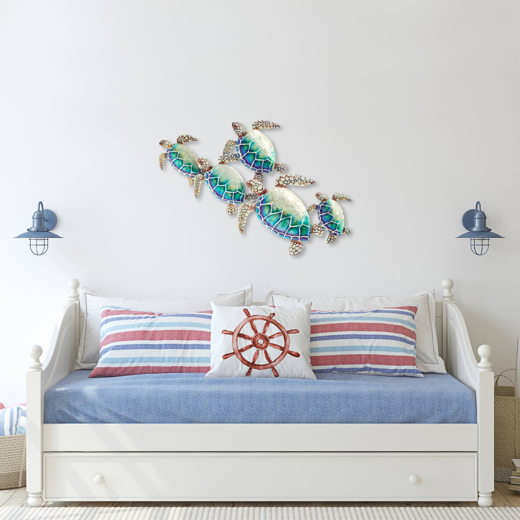 Sea Turtle Wall Decor Group Of Five, w/ Capiz, Outdoor Safe