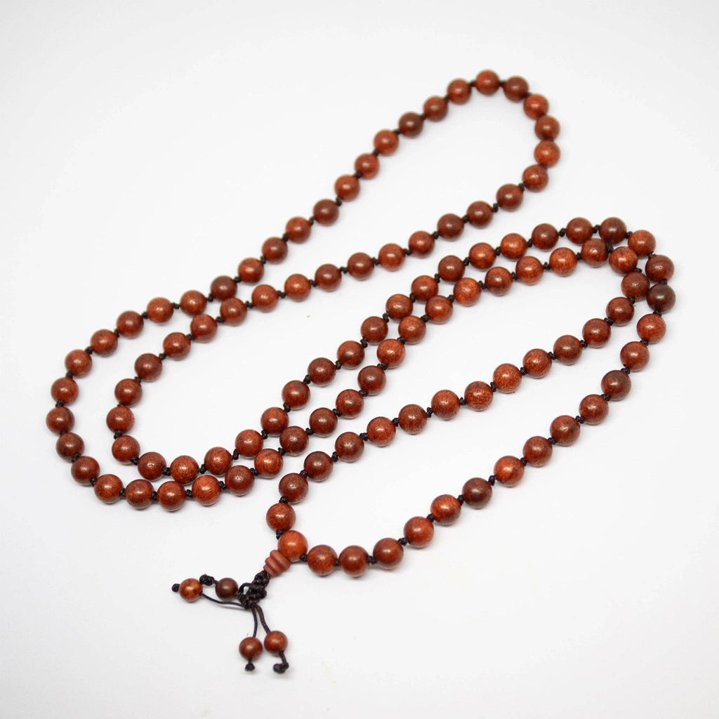 Dragon Blood Wood Knotted 108 Bead Mala - Prayer Beads - 8mm