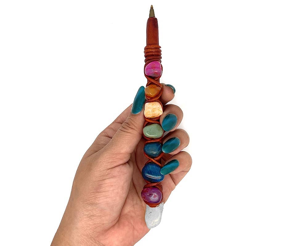 Chakra 7 Stone Durepox Resin Refillable Pen
