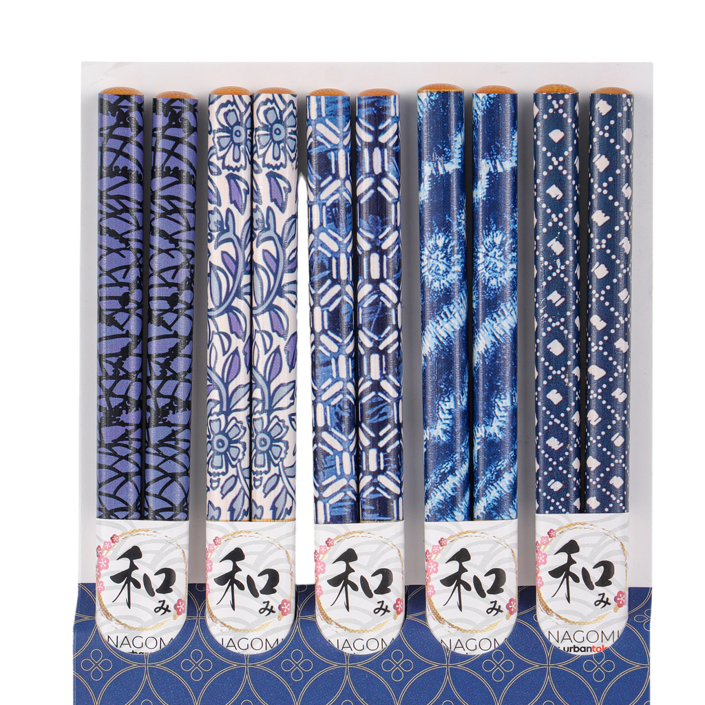 5 Piece Chopsticks Set Japan Motif Indigo (20/200)