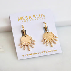 CZ  Pave Starburst Huggie Hoop Earrings