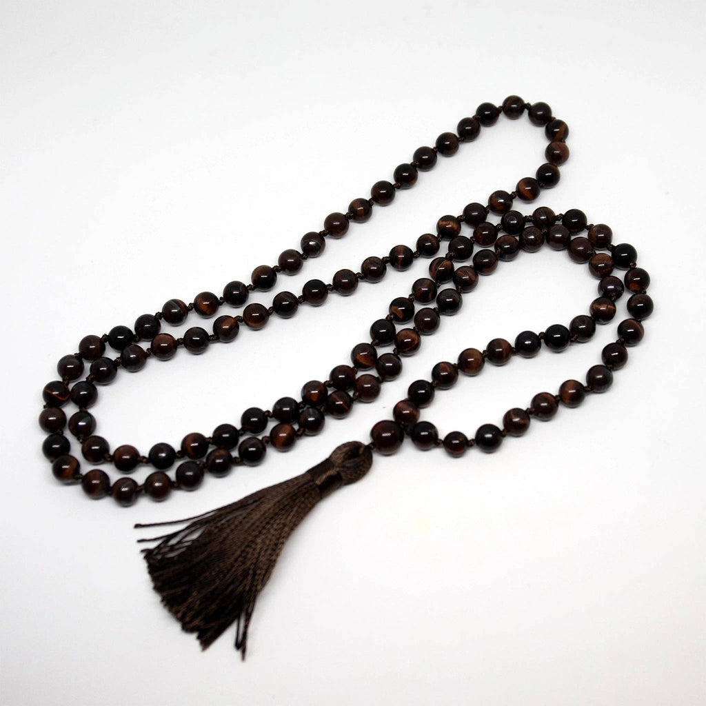 Red Tiger's Eye Knotted 108 Bead Mala - Prayer Beads - 8mm